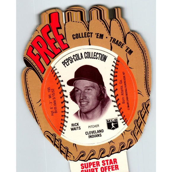Pepsi Baseball Trading Card 1977 Rick Waits Cleveland Indians MLB Diecut Trade - Picture 1 of 3